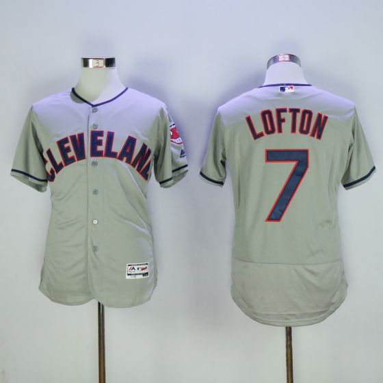 Men Cleveland Indians #7 Kenny Lofton Grey Elite MLB Jerseys